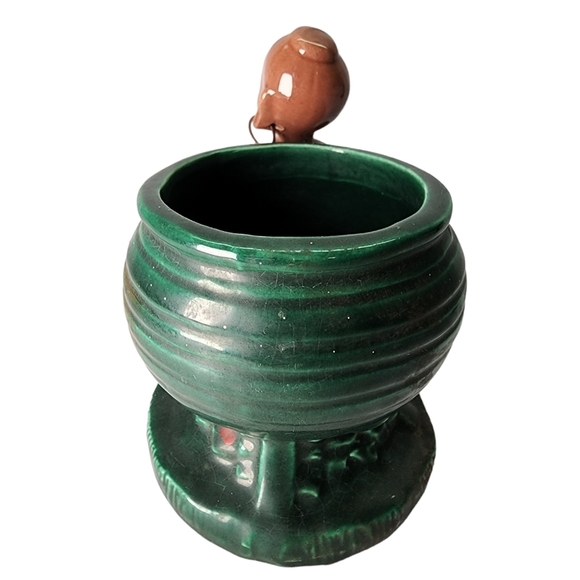 VINTAGE Green Brown Ceramic African Woman Figure Planter Pot - Picture 3 of 9